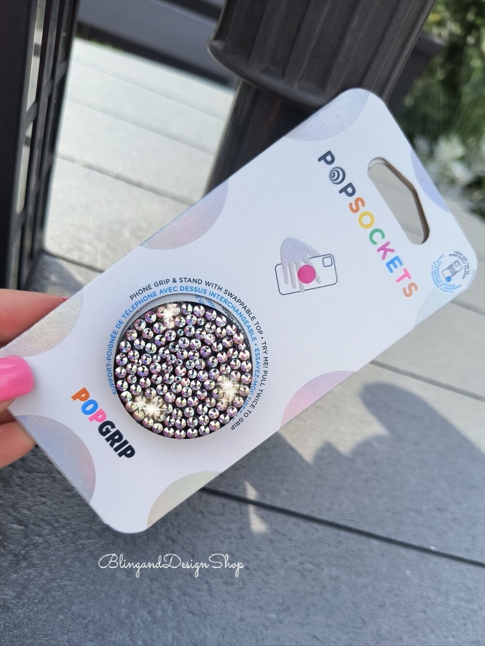 PopSocket PopGrip Crystal Phone Grip With AB Iridescent Crystal Rhinestones